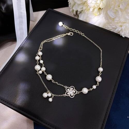 Popular Brand Fashion Flower Jewelry Ladies Retro Pearl Short Necklace Necklace Party Wedding Exquisite Luxury Jewelry Gift,girl
