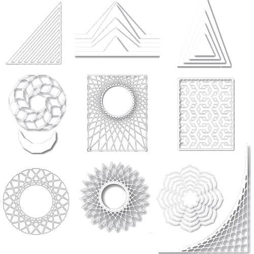 Frames Square Triangle Card Curves Border Metal Cutting Dies for DIY Scrapbook Cutting Die Paper Card Embossed Decorative Craft