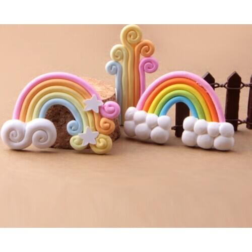 Colorful Random Rainbow Stars Clouds Bridge DIY Room Decoration Micro Landscape Accessories Cute Model Anime 1pcs Kids Gift Toy