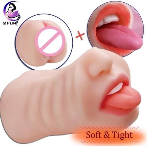 Realistic Vagina Oral Mouth Aircraft Cup Real Artificial Pussy Male Masturbator For Man Deep Throat Double Hole Sex Toy For Men