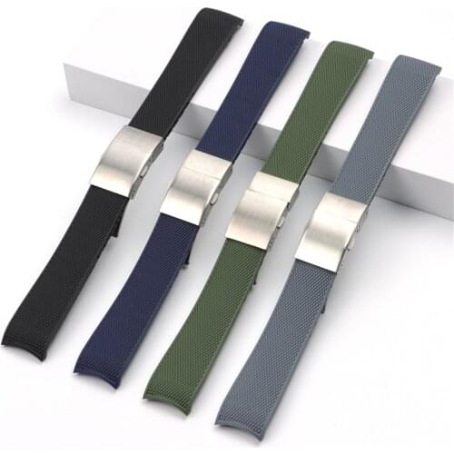 21mm Rubber Silicone Watchband Waterproof Belt For Longines Conquest HydroConquest L3 Watch Strap Folding Buckle Accessories