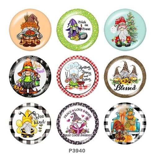 Christmas 12mm/18mm/20mm/25mm/30mm/40mm Round glass cabochon flat back Making findings snap button jewelry P3940