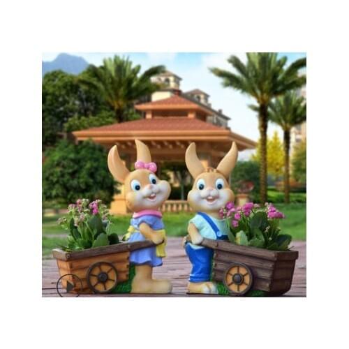 Garden landscape sculpture sketch cartoon rabbit flower tank outdoor garden garden decoration villa animal flowerpot furnishing