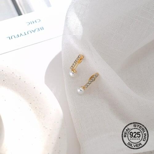 Stud Earrings Pearl Zircon Crystal For Women S925 Silver Needle Korean Fashion High Quality Trend Friendship Gift Jewelry INEFFA