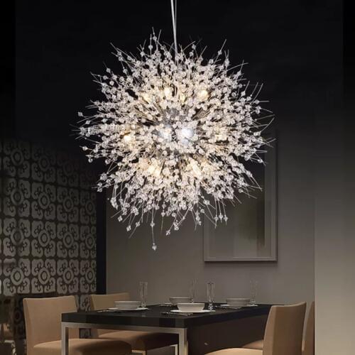 Modern LED Crystal Chandelier Light Pendant Hanging Lamp Dandelion Cristal Chandelier Lighting for Living Dining Room Decoration