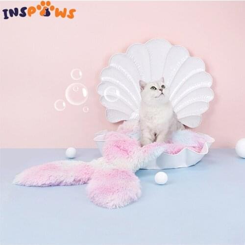 Warm Long Plush Cat Dog Bed Mermaid Sleeping Bag Soft Comfortable Cat House Winter Pet Cat Mat Cushion Pets Accessories Supplies
