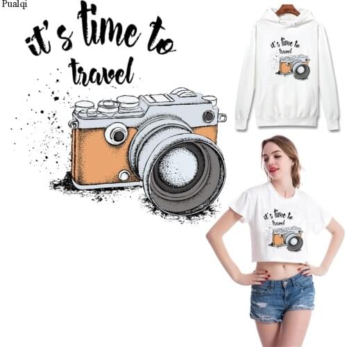 Pulaqi Camera Iron on Patches For Clothing Fashion Girls Thermal Stickers On Clothes Heart Transfers Patch Applique Accessories