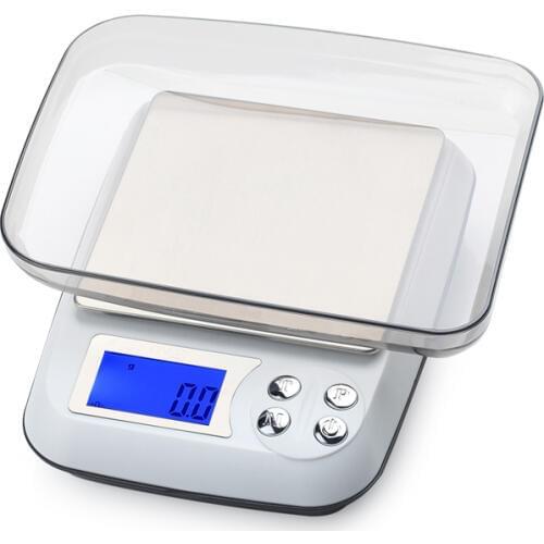 3kg 0.1g LCD Digital Kitchen Scale Household Large Stainless Steel Platform Food Diet Weighing Scales Counting Balance With Tray