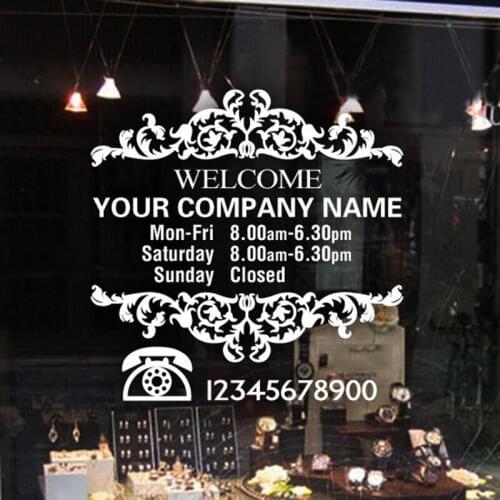 Company business hours sign For Salon Shop Door vinyl square decal business hours sticke ph465