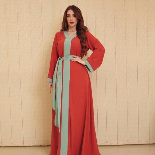 2021 Autumn Womens Ethnic Long Skirt Loose Casual European and American Middle East Arab Turkey Oman Muslim Clothing Color