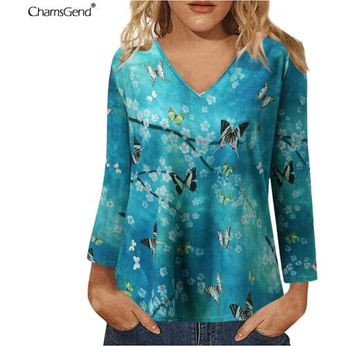 2021 Autumn Long Sleeves Butterfly Print T-Shirt Womens Tops Graphic Tee Harajuku Women Tshirts Plus Size Women Clothing