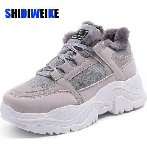 2021 Women Casual Sneakers Winter Sneakers Plush Fur Keep Warm Women Shoes Lace Up Female Shoes Comrfortable Shoes Women g815