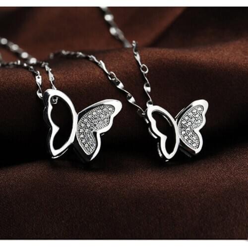 Creative Fashion Butterfly Necklaces for Women 925 sterling silver Cubic Zirconia Chokers Necklace Jewelry Female Gift