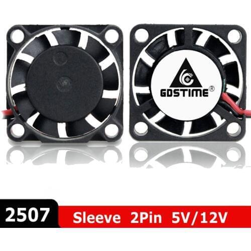 10Pcs Gdstime 2.5cm 25x25x7mm 5V 12V 2Pin Dupont Mini Brushless DC Cooling Fan 2507 25mm Micro Chipset Heatsink Cooler