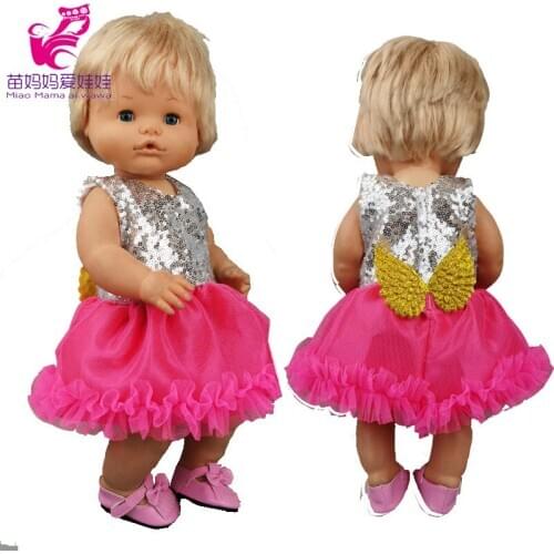 40 cm baby doll dress silver sequins lace wings Nenuco Ropa y su Hermanita doll wear