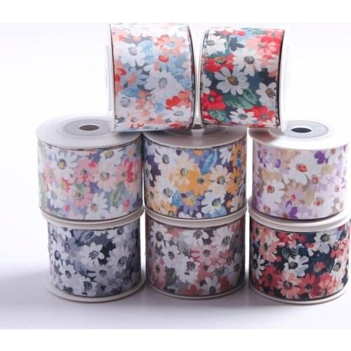 5 yards/lot Sunflower Printed Ribbon for Diy Bow Gift Packaging Sewing Clothing Dress Decoration Accessories