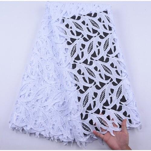 African Guipure Cord Lace Fabric With Sequins 2020 High Quality Water Soluble Lace Fabric French Mesh Lace For Dress Sewing