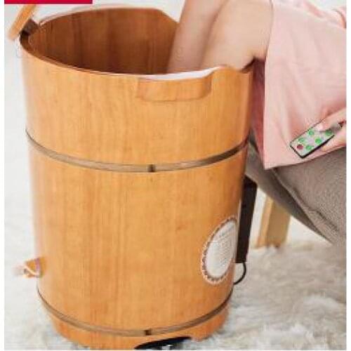 Foot bath barrel fumigation through the calf solid wood electric heating constant temperature barrel foot washing barrel home hi