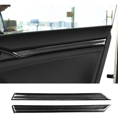 Real Carbon Fiber Front Door Panel Decorative Cover Fit for Honda Civic 10th 2016-2021 Interior Car Assessoires