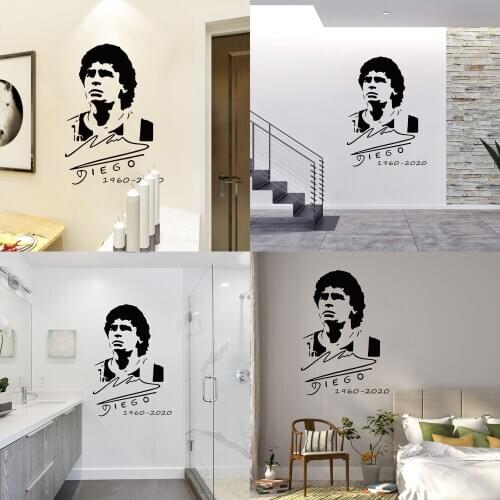 Diego Armando Maradona Argentina Football Soccer Player Kitchen Bedroom Self Adhesive PVC Wall Art Sticker Picture Decal