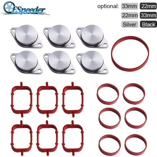 ESPEEDER 22/23mm 6PCS Intake Manifold Gasket For BMW New Aluminum Alloy Blanks Repair Delete Kit Black Auto Replacement Parts
