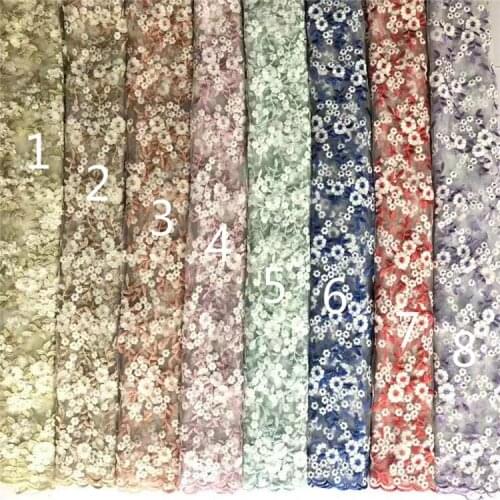 Mesh Bottom Multi-Color Flower Embroidery Lining Womens and Childrens Clothing Skirt Wedding Dress Embroidery Fabrics
