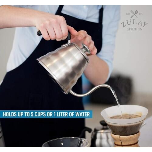 Premium Pour Over Coffee Kettle 34 Fl Oz 1Liter Top Grade Stainless Steel Coffee Supplies With Built-In Thermometer