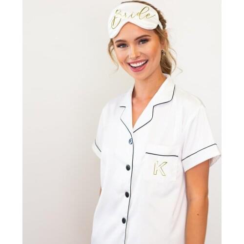 Personalized Wedding Day Satin Matching Pajamas Sets Bridesmaid Gift Bride Getting Ready Outfit Bridesmaid Shorts + Eye Mask Set