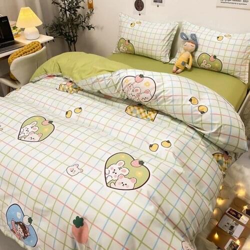 Hot Selling Adults bedding set bed linen set 3/4pcs (Duvet Cover + Bed Flat Sheet + Pillow Case) single Full Queen King family s