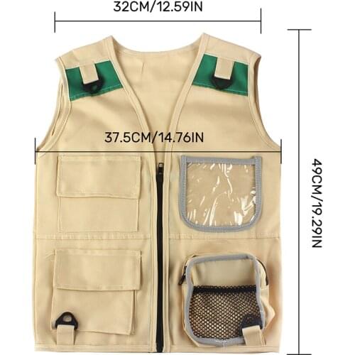 Cargo Vest & Hat Set Hiking Outdoor Explorer Set Party Backyard Pretend Play