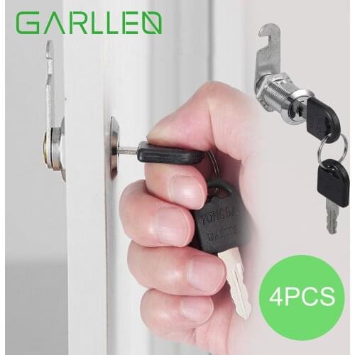 GARLLEN 4Pcs Cam Lock Kit 4 size 16mm/20mm/25mm/30mm Satey Lock for Wooden Metal&Glass Door Ideal for Desk Drawer Locker Cabinet