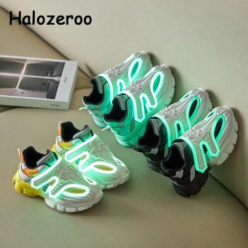 New Autumn Kids Sport Sneakers Baby Boys Brand Lighted Shoes Children Mesh Chunky Sneakers Girls White Casual Sneakers Trainers