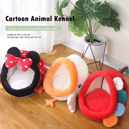 Cute Cat Bed Tent Warm Indoor Dog House with Mattress Puppy Sleep Kennel Pet Lounger Enclosed Cave Sofa Nest For Dogs Cats