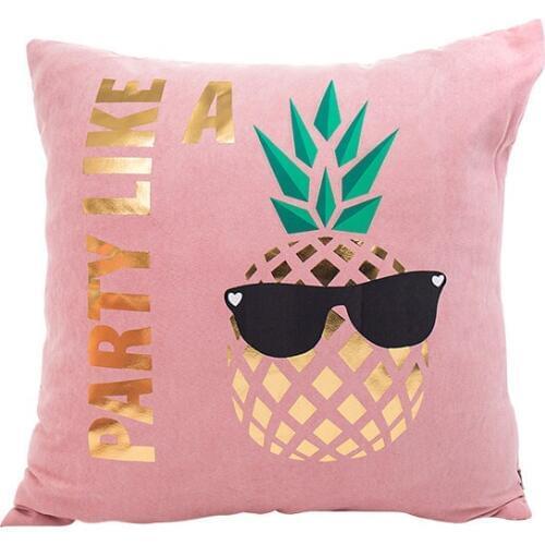 Sweet pink suede cushion covers 45*45cm no inner hot stamping kawaii pineapple decoration washable pillow covers for seat X36