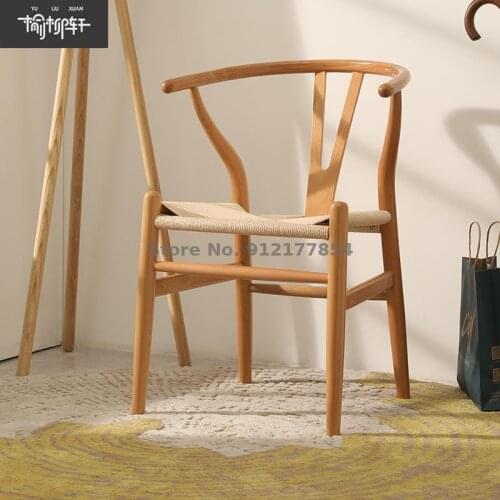Nordic Fashion Desk Chair Modern Minimalist Lounge Chair Household Solid Wood Dining Chair Creative Y Chair Adult Backrest Chair