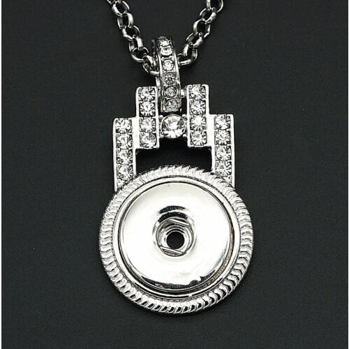 Fashion Rhinestone snap pendant necklace chain 60cm fit 18MM snap buttons Fashion jewelry accessories XL0127