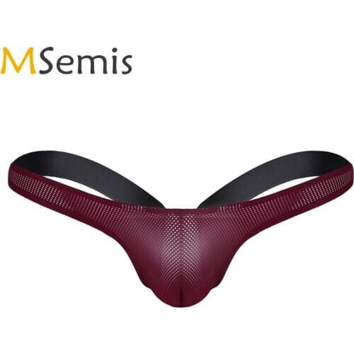 US Stock Mens See Through Mesh Lingerie Sissy Panties Sexy Open Back Jockstrap Briefs Underwear Hombre Gay Bikini G-string Thong