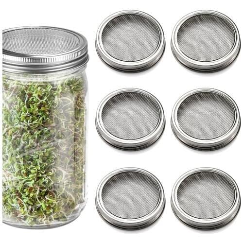 1Pc Silver Stainless Steel Sprouting Mason Jars Germinator Set Seed Sprouter Germination Cover Strainer Lids Garden Grow Tools