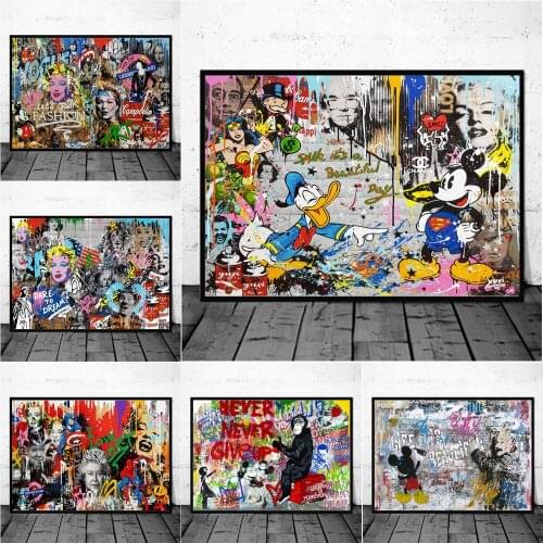 Disney Home Decor Mickey Mouse and Donald Duck Graffiti Diamond Painting Cross Stitch Kits Diamond Mosaic Embroidery Full Drill