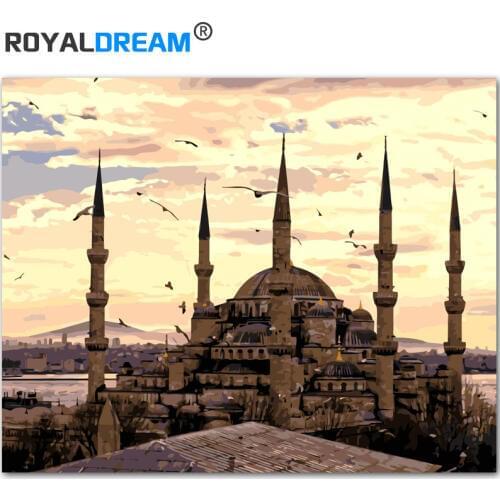 ROYALDREAM DIY Framed Oil Painting By Numbers Abstract Canvas Painting For Living Room Wall Art