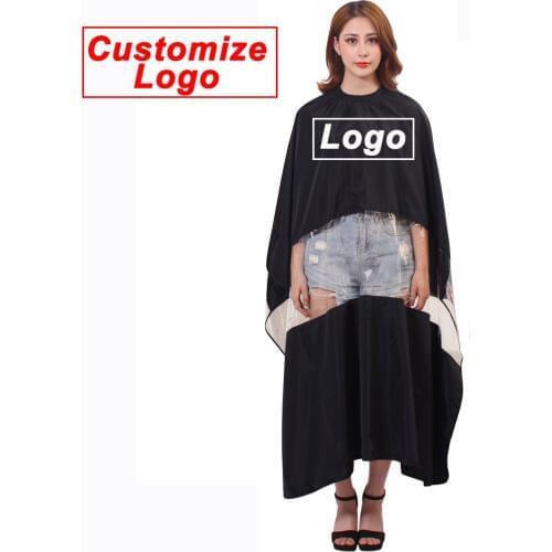 Customize Logo Hair Cape Transparent Window Haircut Apron Waterproof Play Phone Customer Cloth Gown Hairdressing Supplies 1456