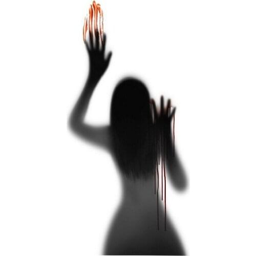 1PCS Halloween Blood Handprint Door Sticker Horror Bathroom Black Shadow PVC Glass Sticker Wall Ornament Decorative Decals Decor