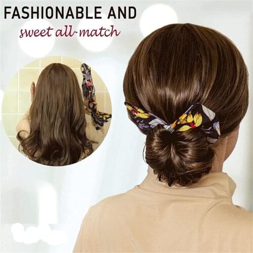 New Design Deft Bun Fashion Hair Band Women Summer Knotted Wire Headband Print Hairpin Braider Maker Easy To Use Diy Accessories
