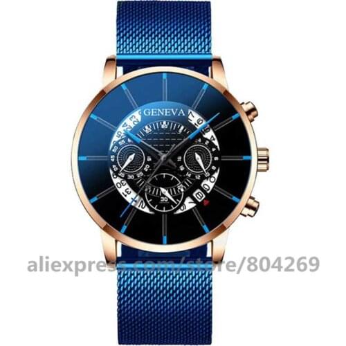 Wholesale Womens Bracelet Alloy Watch Women Fashion Quartz Watch Hot Blue Women Dress Mesh Geneva Wristwatch