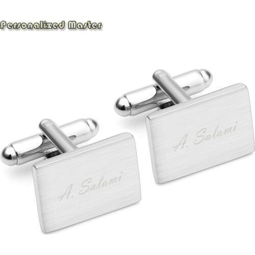 Personalized Master Engraving Name Stainless Steel Classic Tuxedo Shirt Cufflinks Custom Letter for Men Wedding Business Shirt
