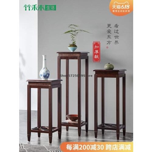 Flower stand flower pot shelf bonsai stand living room green radish hanging orchid stand double-layer bamboo antique Chinese flo