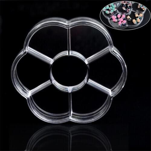 2pcs 7Grid Transparent Plastic Storage Box Organizer Case Nail Art Gems Jewelry Beads Decoration Container