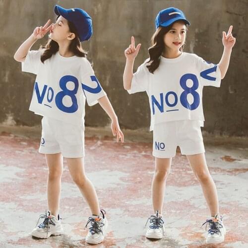 Ropa De Niña одежда для девочек 10 лет Girl Summer White Cotton Sports Two Piece Outfits Teenage Boutique Thanksgiving Clothes