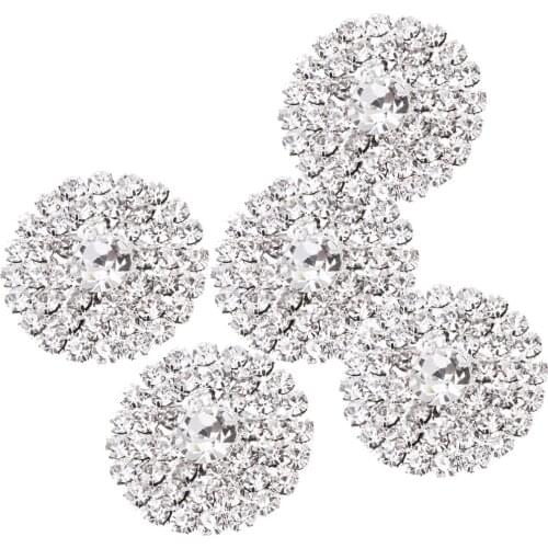 5pcs 21mm Silver Rhinestone Shank Buttons for Scrapbooking Sewing Accessories