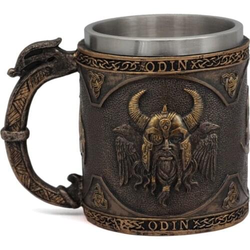 Nordic Viking Odin With Raven Tankard Dragon Scandinavian Mug Nordic Beer Cup